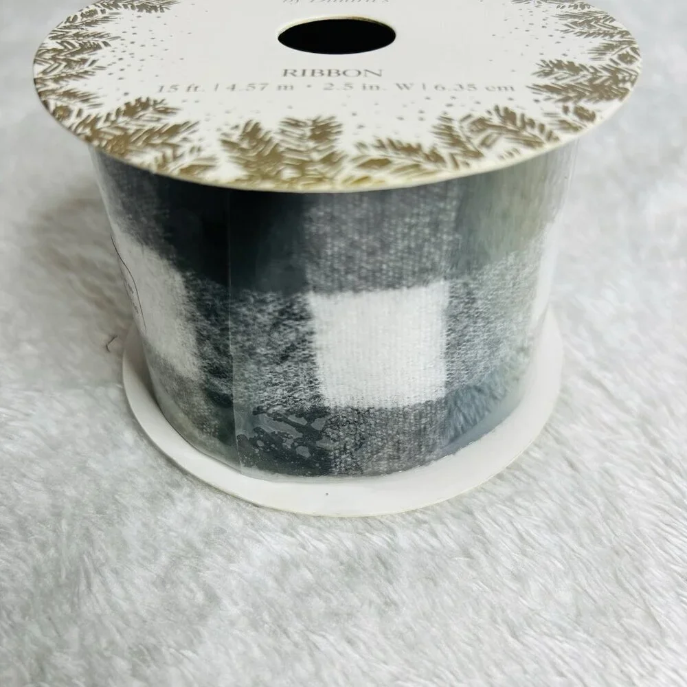 Mixed Lot of 5 Ribbon Rolls Various Sizes Black White Silver NEW